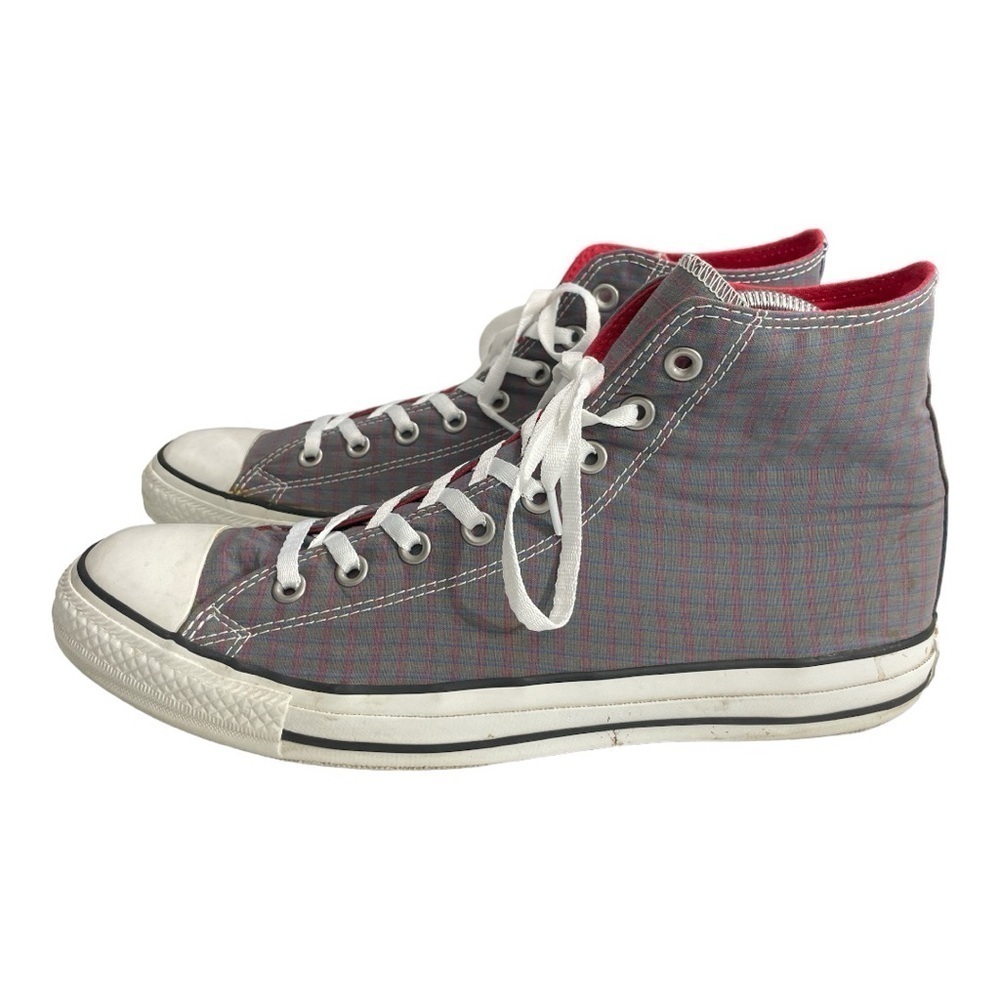 Converse All Star Hi Top Plaid Sneakers Gray Red Men’s 11 Women’s 13